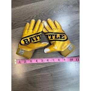 Battle Football Receiver Gloves Metallic Gold‎ Black SFIA Certified Kids